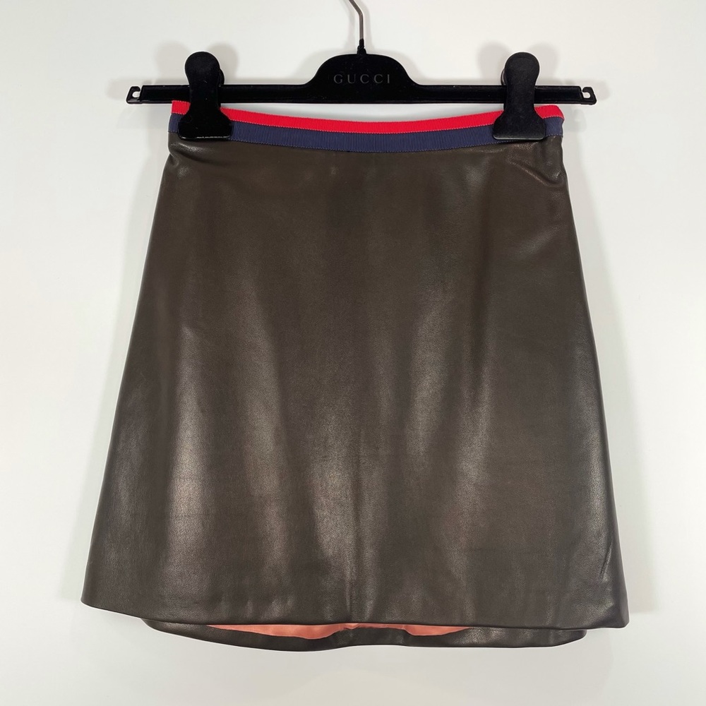 Gucci Leather Skirt Web Waist